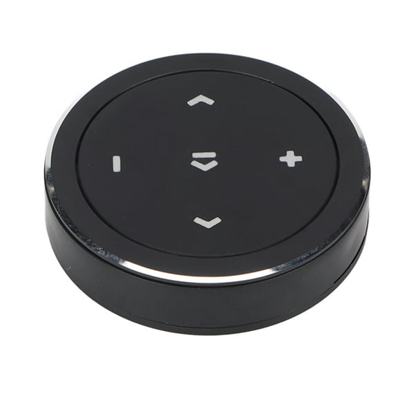 Riousery Button Bluetooth Remote Control Kit for IOS and Android Devices, Black Wireless Steering Wheel Controller with Stand and Built-In CR2025 Battery, Universal Mobile Phone Remote