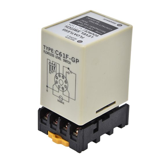 Riousery C61F-GP Floatless Level Relay Environmental Flame Retardant Shell High Accuracy Water Level Controller Liquid Level Switch AC 110V to 8V 5A Contact Capacity