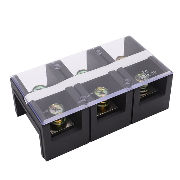 Riousery Cable Terminal Strip Dual Rows Fixed High Current Screw Mount Wire Barrier Block with Cover 200A 600V 3 Position (2003)