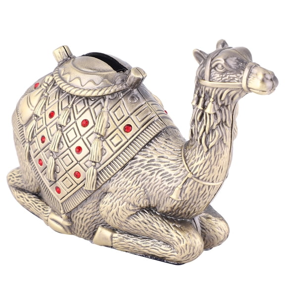 Riousery Camel Shape Coin Bank Alloy Money Saving Box Desktop Decoration, Gold, 5.24 inches / 13.3 cm