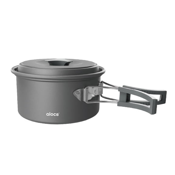 Riousery Camping Cooking Pot Aluminum Alloy Cookware 1.7L Portable Camp Mess Kit with Folding Handle for Backpacking Hiking Picnic