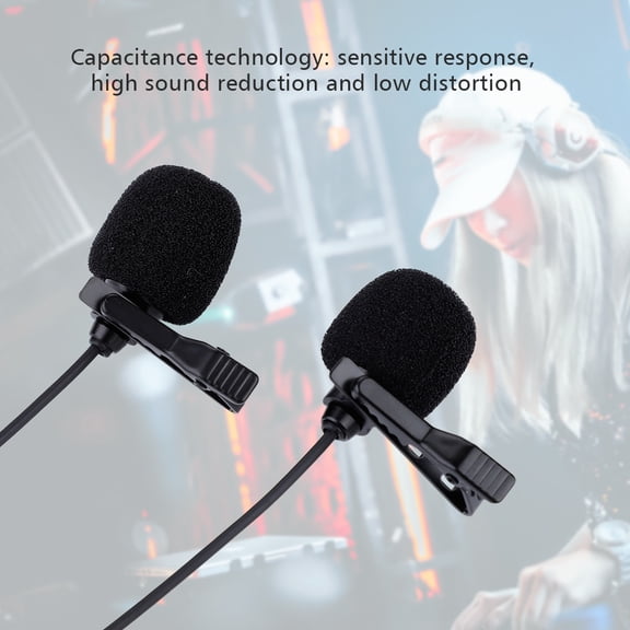 Riousery Capacitor Dual Head Lapel Tie Clip Microphone with 3.5mm Jack Plug, Hands Free Wired Lav Mic for Mobile Smartphone Video Recording, Interviewing and Vlogging Active Sound Collection