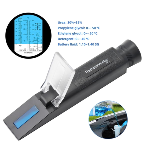 Riousery Car Antifreeze Refractometer Auto Coolant Tester Urea Propylene Glycol Battery Liquids Specific Gravity Testing Device with Cleaning Cloth and Case (7.09 inches / 18 cm)[cite: 1]