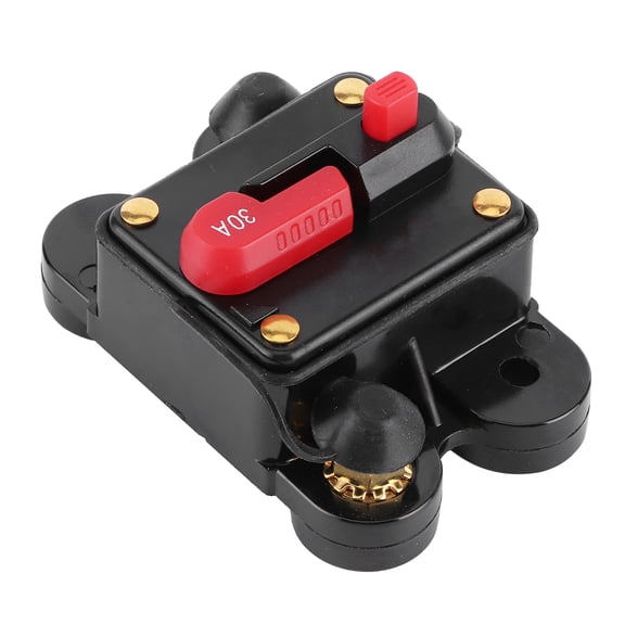 Riousery Car Audio System Fuseholder Automatic Circuit Breaker 12V-24V DC Auto Boat Stereo Protection 30A, 3.07x2.01x1.50 inches / 78x51x38 mm Manual Reset Switch