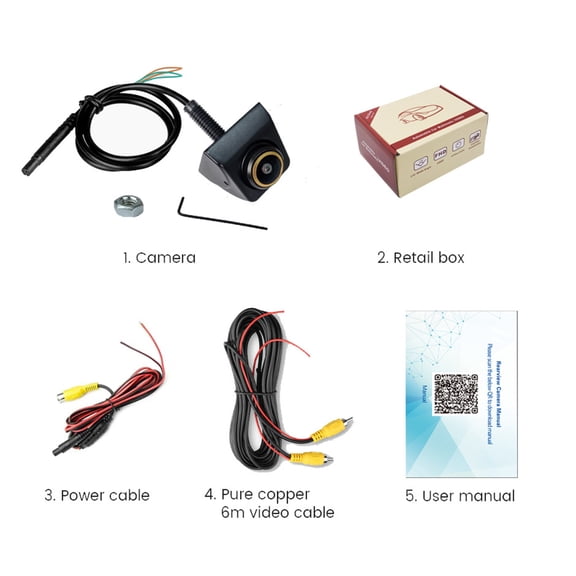 Riousery Car Backup Camera 170 Wide Angle Fisheye 1080P Night Vision Rear View Front View Camera IP68 Waterproof 360 Adjustable Angle High-Definition Auto Accessories