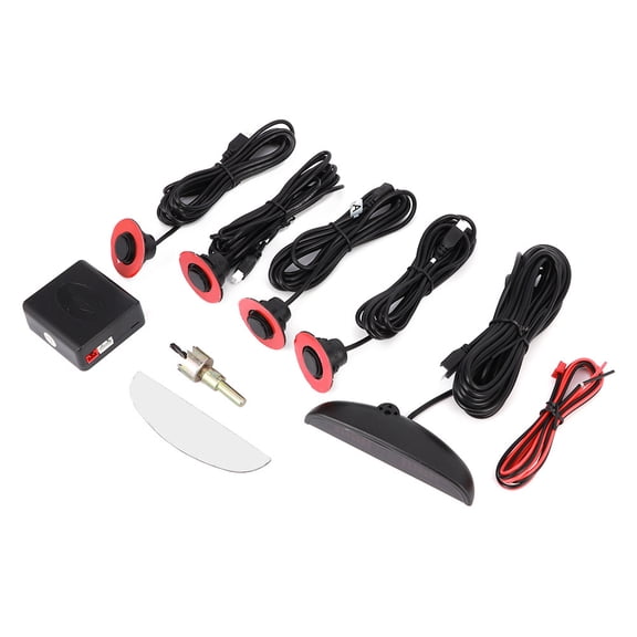 Riousery Car Parking Assistance Radar System with 4 Adjustable Flat Sensors Reverse Backup Radar Buzzer Alert Kit LED Display 12V DC Universal Fit 11 Pieces