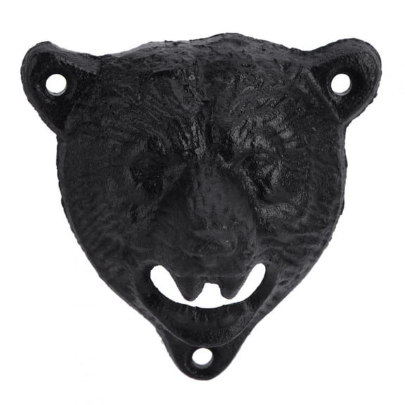 Riousery Cast Iron Bear Wall Mounted Beer and Soda Glass Bottle Cap Opener, Heavy Duty Rust Resistant Novelty Barware Tool for Kitchen, Home Bar and Outdoor Patio, 3.54 inches / 9 cm