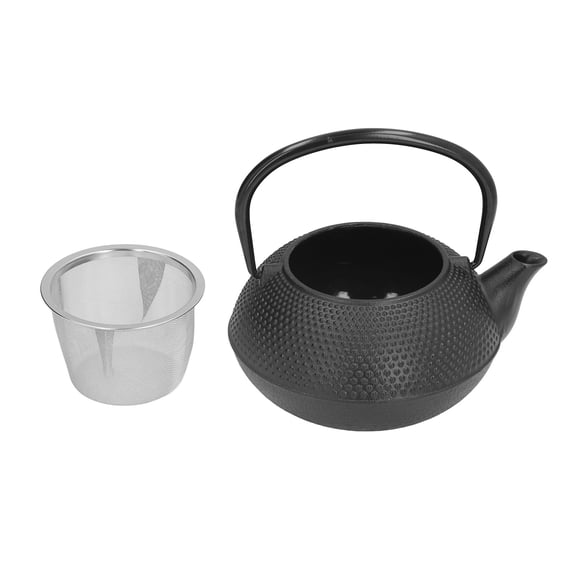 Riousery Cast Iron Teapot Set with 2 Cups 800ml 27oz Capacity Durable Engraved Antique Black Gift for Family Friends Stovetop Safe Tea Maker Kettle with Strainer Trivet and Lid