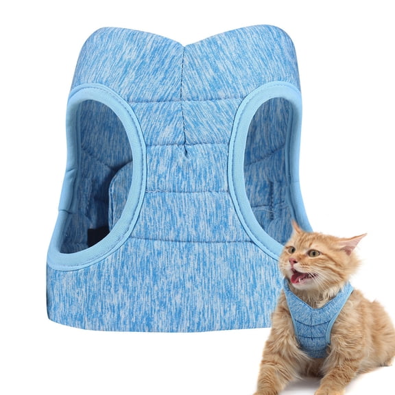 Riousery Cat Harness Leash Escape-proof Lightweight Breathable Adjustable Soft Pet Vest, Light Blue M (7.87 inches / 20 cm)