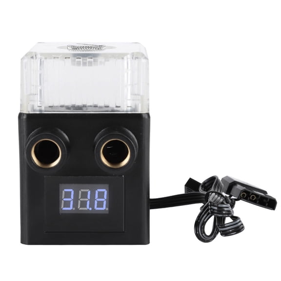 Riousery Ceramic Bearing Three Phase PC Temperature Display Integrated Water Cooling Pump (Black), 12V 450L/H High Lift Computer Cooling Liquid Pump, Detachable Water Tank, G1/4 Interface Accessory