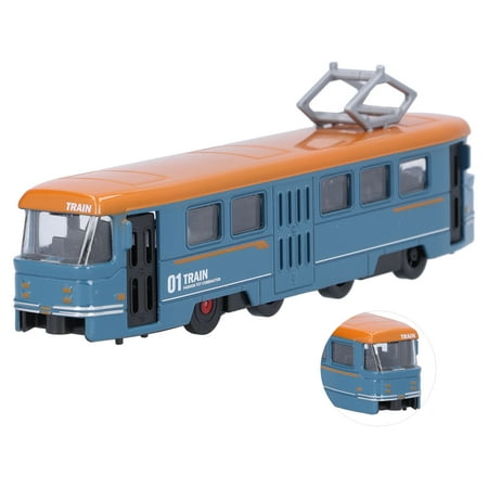 Riousery Children Alloy Trolley Bus Toy Simulation Pull Back Model Decoration Birthday Gift Blue, 7.1 inches / 18 cm