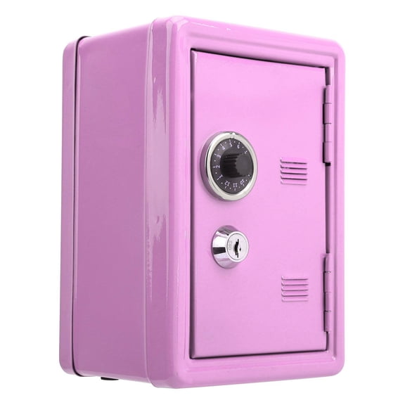 Riousery Children Mini Key Money Storage Case Simulation Safe Box Metal Innovation Presents Supplies, Kids Piggy Bank Coin Cash Organizer, Pink (7.87 x 5.51 x 4.33 in / 20 x 14 x 11 cm)