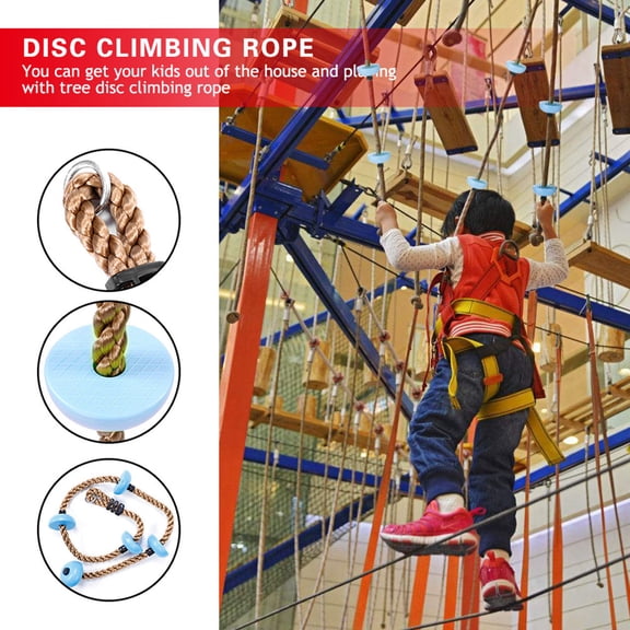 Riousery Children Swing Disc Climbing Rope Outdoor Playground Equipment Toys For Kids Active Play Backyard Tree Hanging Setup 70.87 Inches / 1.8 Meters Blue