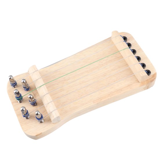 Riousery Chinese Zither Finger Trainer Wooden 6-String Mini Guzheng Fingering Practice Tool with Storage Bag Compact Handheld Stringed Instrument Exercise Device for Musicians and Beginners 8.3x3.7"