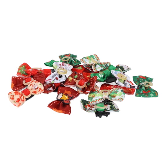 Riousery Christmas Dog Hair Bows 20pcs Cute Grooming Topknot Rubber Bands for Puppy Cat Holiday Assorted Colors Lightweight Pet Hair Accessories Stocking Stuffer Gift for Small Pets Multicolor