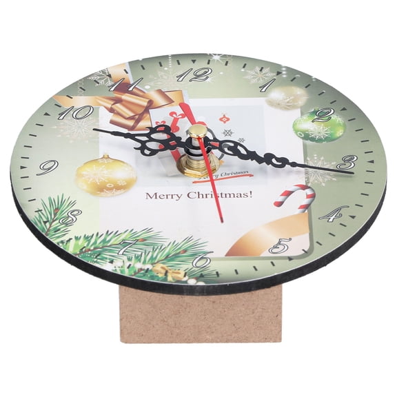 Riousery Christmas Santa Pattern Round Wall Clock Mute Non-Ticking Vintage Home Festival Decor MDF 4.7 inches / 12 cm
