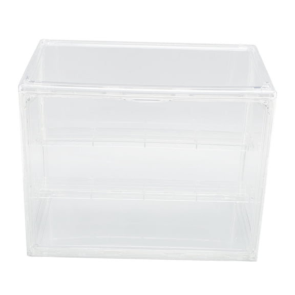 Riousery Clear Acrylic PET Display Case for Miniature Figures, 12.2 x 6.7 x 9.8 in / 31x17x25 cm Stackable Dustproof Box with Magnetic Door and Detachable Shelves for Collectibles Dolls
