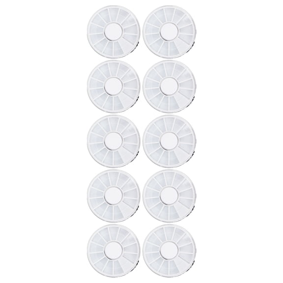 Riousery Clear Nail Art Storage Box, 12 Grids Round Dustproof Jewelry Organize Container for Beads, Earrings, Nails, and Pills, 10-Pack (15.00 x 8.00 x 4.00 inches / 38.1 x 20.3 x 10.2 cm)