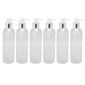 Riousery Clear Plastic Pump Bottle Dispenser, Refillable Massage Oil Container for Shampoo & Lotion, 8 oz / 236 ml