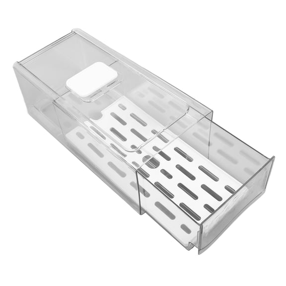 Riousery Clear Refrigerator Storage Box Holder with Draining Plate Fruit Container Small 4.3x5.5x11.8 inches / 11x14x30 cm