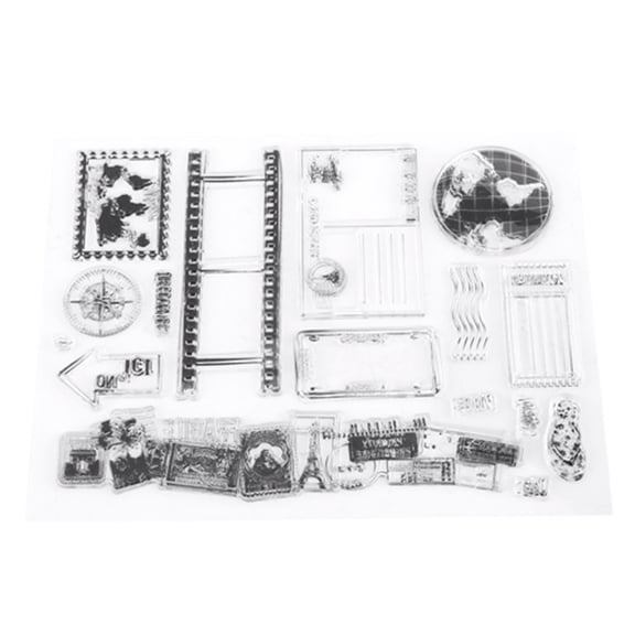 Riousery Clear Silicone Stamp Set Earth Map Postcard Theme 7.08 x 5.51 inches / 18 x 14 cm for Scrapbook Photo Cards