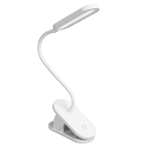 Riousery Clip On Desk Lamp 360 Flexible Gooseneck Portable Touch Control USB Rechargeable Battery Operated LED Reading Work Light White 9.4 inches / 24 cm