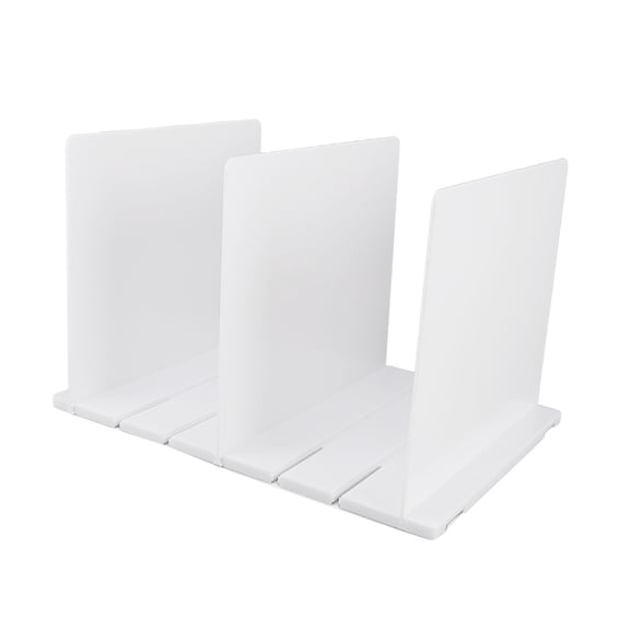 Riousery Closet Shelf Divider Holder Easy Assembly Modern Plastic Organizer for Purse Books Tableware Clothing 3 Dividers 4 Pieces Total 13 inches / 33 cm Length Adjustable Storage Separator White
