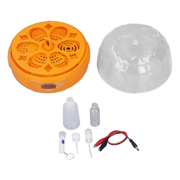 Riousery Compact 6 Egg Incubator Fully Automatic Hatcher with Egg Candler 15W Temp Control for Chicken Duck Bird 110-240V Yellow UK Plug