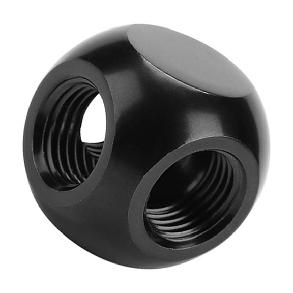 Riousery Computer Water Cooling Fitting Spherical Connector G1/4 Threaded 3 Way Brass Adapter, Black