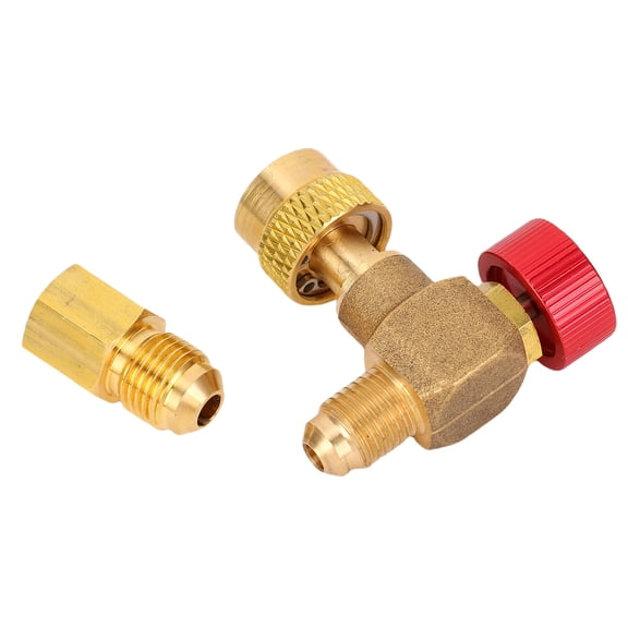 Riousery Cooling Fluid Charging Valve 90 Degree Brass Alloy HVAC Safety Control Valve Adapter for R22 R32 R410 Air Conditioning Systems, Highly Durable Corrosion Resistant Pack of 1