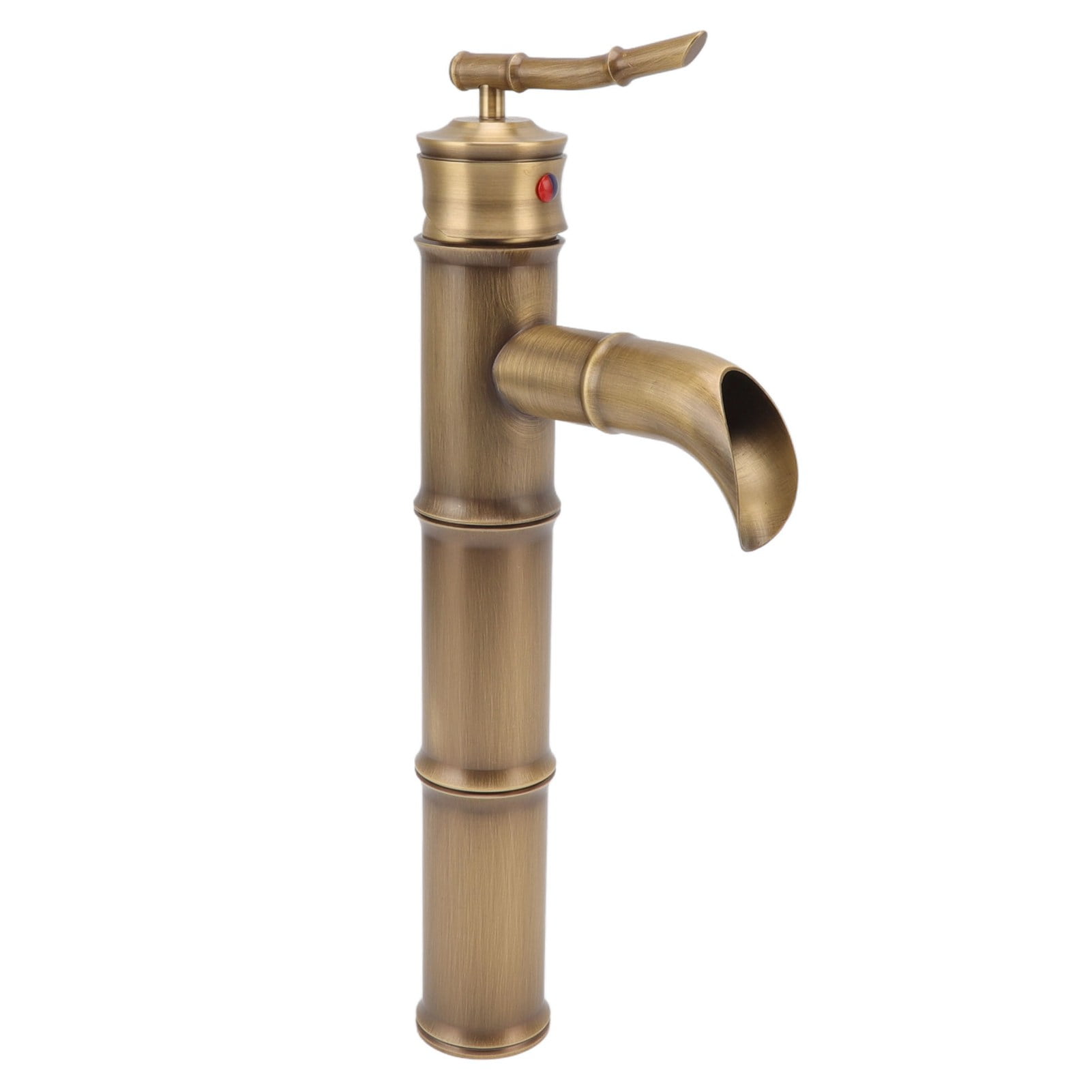 Riousery All Copper Antique Faucet 3 Sections Bamboo Joint Single Hole Basin Tap Bevel Mouth Toilet Cold Hot Sink Faucet with Gaskets and Hoses Included for Bathroom Vanity