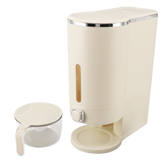 Riousery Creamy White Pressing Rice Box Damp Proof Storage Container Bucket (Approx 10kg / 22 lbs)