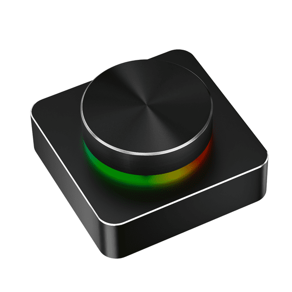 Riousery Customizable Volume Control Knob Multimedia Controller BT Wired Connection RGB Light, 2.36 inches / 6 cm, Black