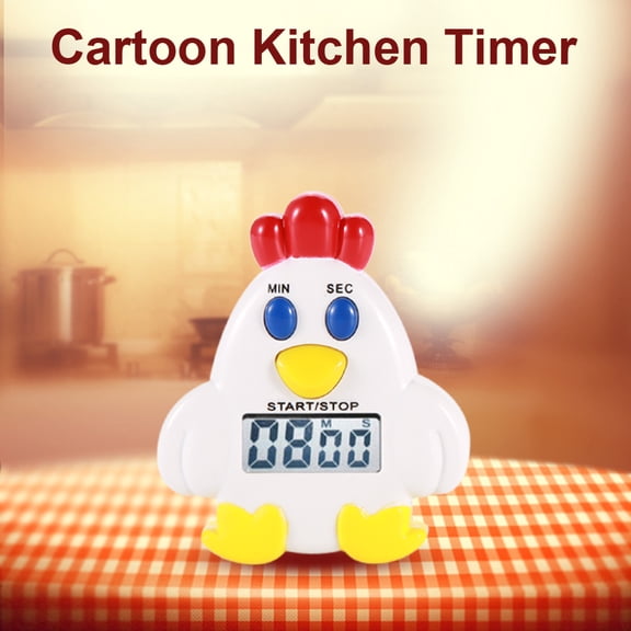 Riousery Cute Cartoon Chicken Digital Kitchen Timer with Magnetic Backing, Loud Alarm LCD Countdown Clock for Cooking and Baking