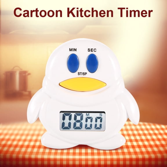 Riousery Cute Cartoon Penguin Digital Kitchen Timer with Magnetic Backing, Loud Alarm LCD Countdown Clock for Cooking and Baking