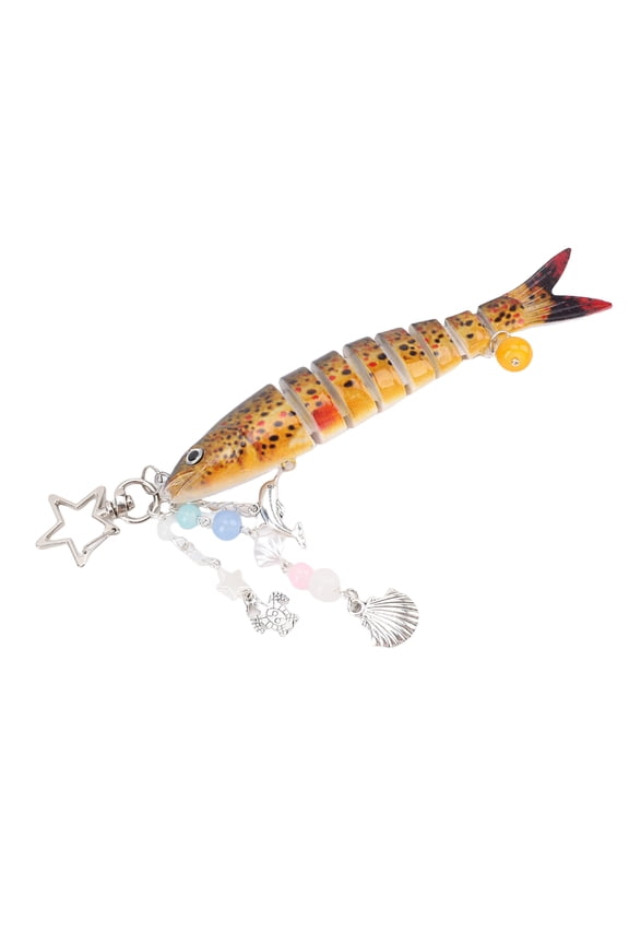 Cute Lifelike Fish Keychain Aesthetic Fishing Bait Keychain for Bag Purse Backpack Spotted Yellow 13.5 cm / 5.31 inches