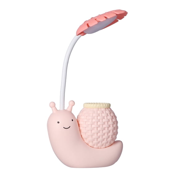 Riousery Cute Snail LED Desk Lamp with Pen Holder & Pencil Sharpener, Built-in USB Rechargeable Battery Operated Task Light for Kids Teens Back to School, 5.12 inches / 13 cm, Pink
