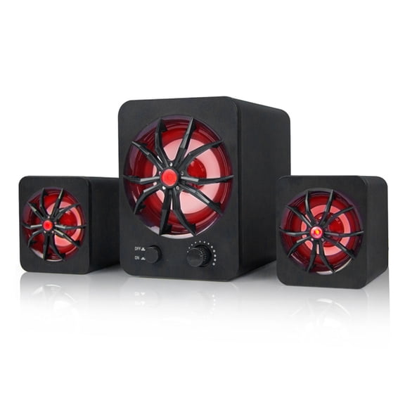 Riousery D-207 Computer Speaker 2.1 Channel Subwoofer System LED Wired Combination Desktop Speaker for Laptop PC Smartphone Portable Sound Box (9.45 inches / 24 cm, 28.22 oz / 800 g)