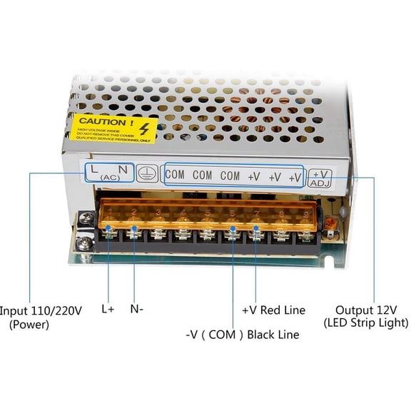 Riousery DC 12V 20A Universal Regulated Switching Power Supply Transformer for LED Strip Light CCTV Security System 110V-240V Input Professional Adapter