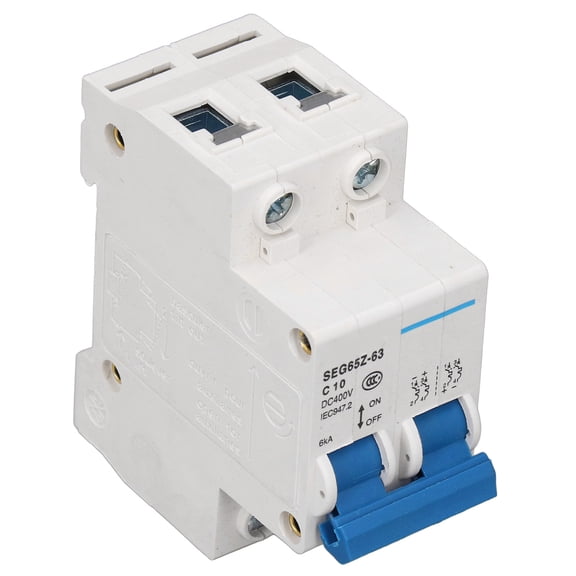 Riousery DC Miniature Circuit Breaker 2P 6KA 400V Air Switch for Solar PV System Panels Grid C10 10A (3.15 inches / 8 cm)