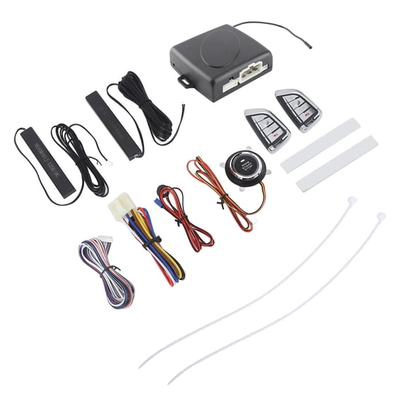 Riousery DC12V Car Alarm System Intelligent Remote Control One Button Start Keyless Entry Kit Universal for Vehicle Without Bluetooth 6.69 in / 17 cm
