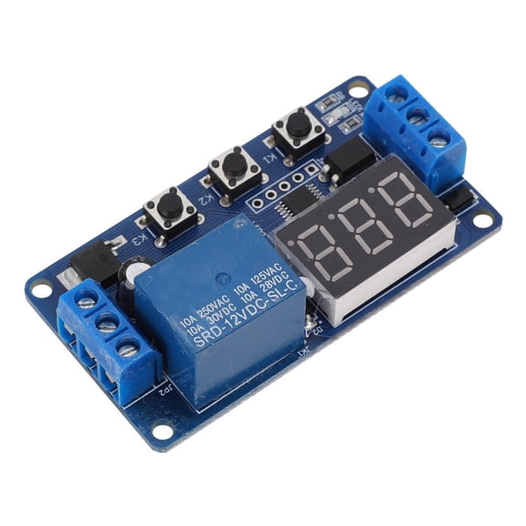 Riousery DC12V Time Delay Relay Module LED Digital Display Control Timer Switch Trigger, Adjustable 0.1s to 999h (2.5 x 1.4 x 0.7 inches / 64.2 x 34.8 x 18.5 mm)