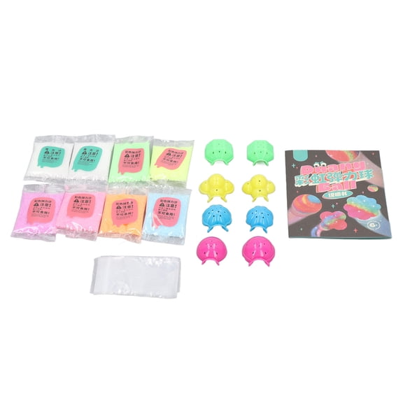 Riousery DIY Bouncy Balls Kit for Kids Glowing Elastic Colorful Sand Toy Making Set Educational Science Project Gift with Luminous Powders (5.9 in / 15 cm)