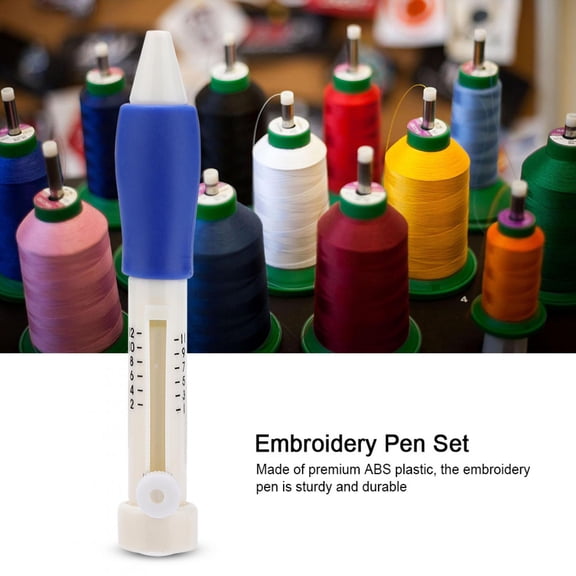 Riousery DIY Embroidery Pen Set with 3 Size Punch Needles, Ergonomic ABS Plastic Stitching Tool for Beginners and Professionals, Versatile Knitting Sewing Accessories for DIY Craft Projects (5.12 in)