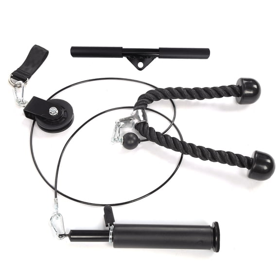 Riousery DIY Fitness Equipment Pulley Cable System Set for Triceps Back Shoulders Strength Training with Straight Bar Pull Strap