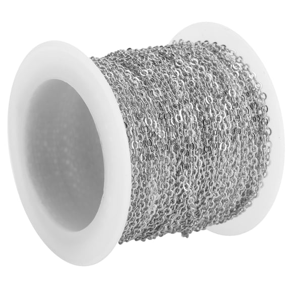 Riousery DIY Jewelry Accessories 32.8 ft / 10m Cross O Flat Chain Spool Bulk for Bracelet Necklace Extender, Silver Plated Brass Material 2.2x1.8x0.3mm (0.08x0.07x0.01 inches) Perfect for Crafting