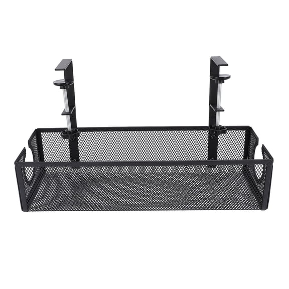 Riousery Under Desk Cable Management Tray, Carbon Steel Cord Organizer Basket for Study Office, Includes Ties & Mounting Hardware, Black, 13.77 inches / 35 cm