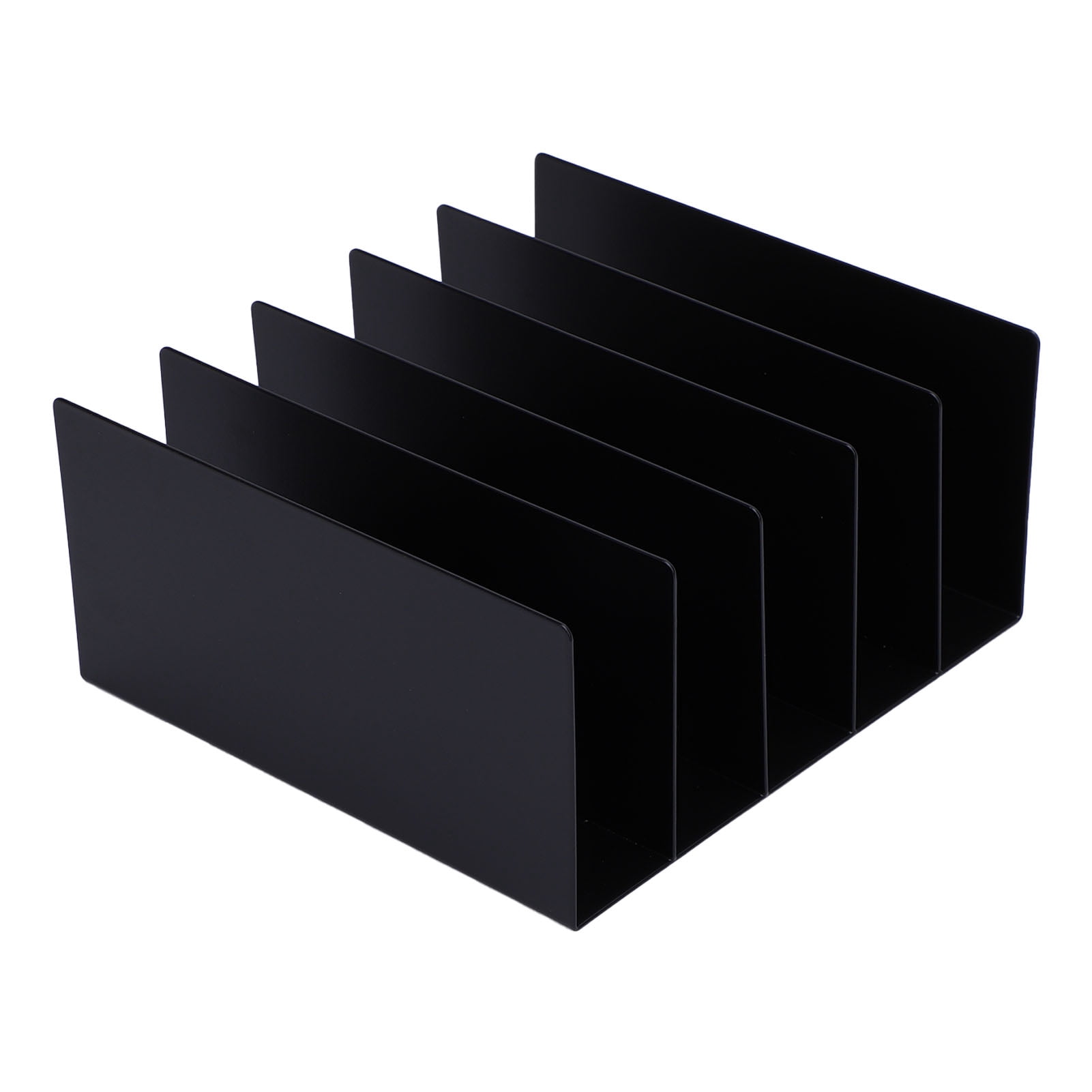 Riousery Desktop File Organizer 5 Compartment Iron Portable File Sorter Heavy Duty Metal Mail Holder for Home Office Work Study, Black (19x17x8 cm / 7.48x6.69x3.15 in)