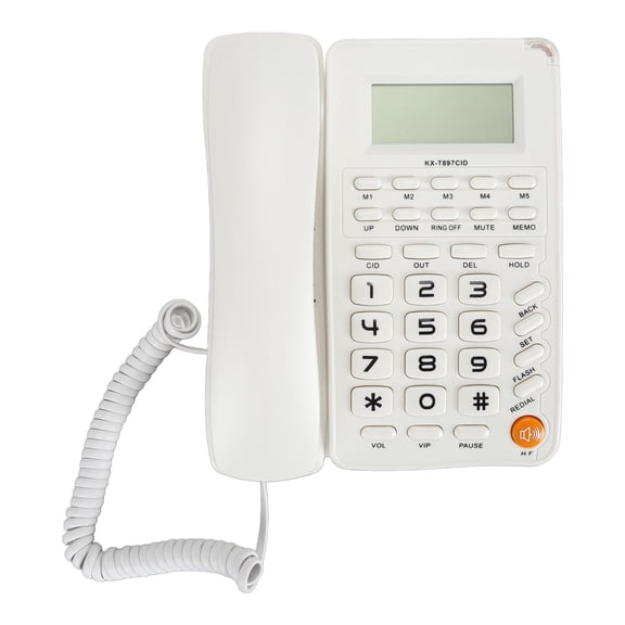 Riousery Desktop Telephone Big Button Corded Landline Telephone 16 Bit HD Screen Wired Phone for Home Hotel Office, Commercial Quality Desktop Communication Device for Household, White