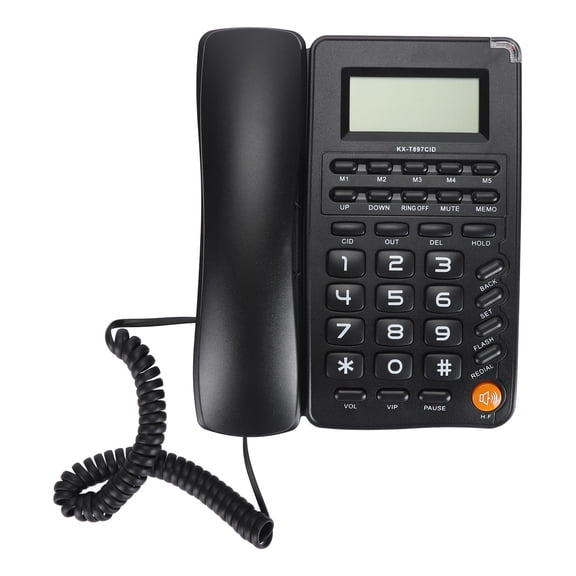 Riousery Desktop Telephone Big Button Corded Landline Telephone 16 Bit HD Screen Wired Phone for Home Hotel Office, Commercial Quality Desktop Communication Device for Household, Black